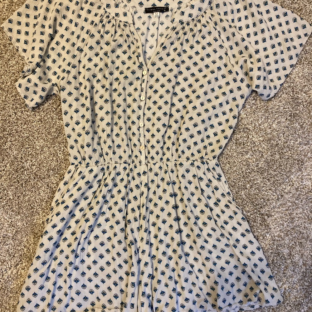 Final Touch White and Blue Floral Romper